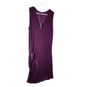 Monrow Supersoft Tank Dress Size Large Purple Tie Waist V-Neck Sleeveless